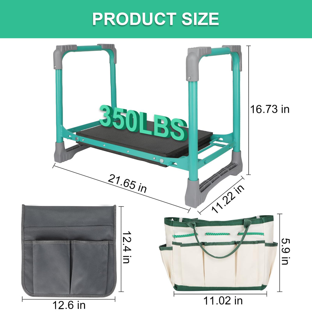 WEILISEN Garden Kneeler and Seat 2-in-1 Foldable Bench, with Storage Bags & Non-Slip Foam Pad