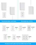 Olcorife Flat Extension Cord with Outlet Cover, Flat Plug Power Strip with 6 Outlets and 3 USB Ports, 5 FT Cord Hidden Outlet Extender for Tight Spaces