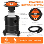 LIGO Ash Vacuum, Pellet Stove Vacuum Cleaner with Blower Function, 3.3 Gallon 1000W, Washable Fliter and HEPA Fliter, with 3 Swivel Casters,Ash Dust Collector for Pellet Stoves, Fireplaces