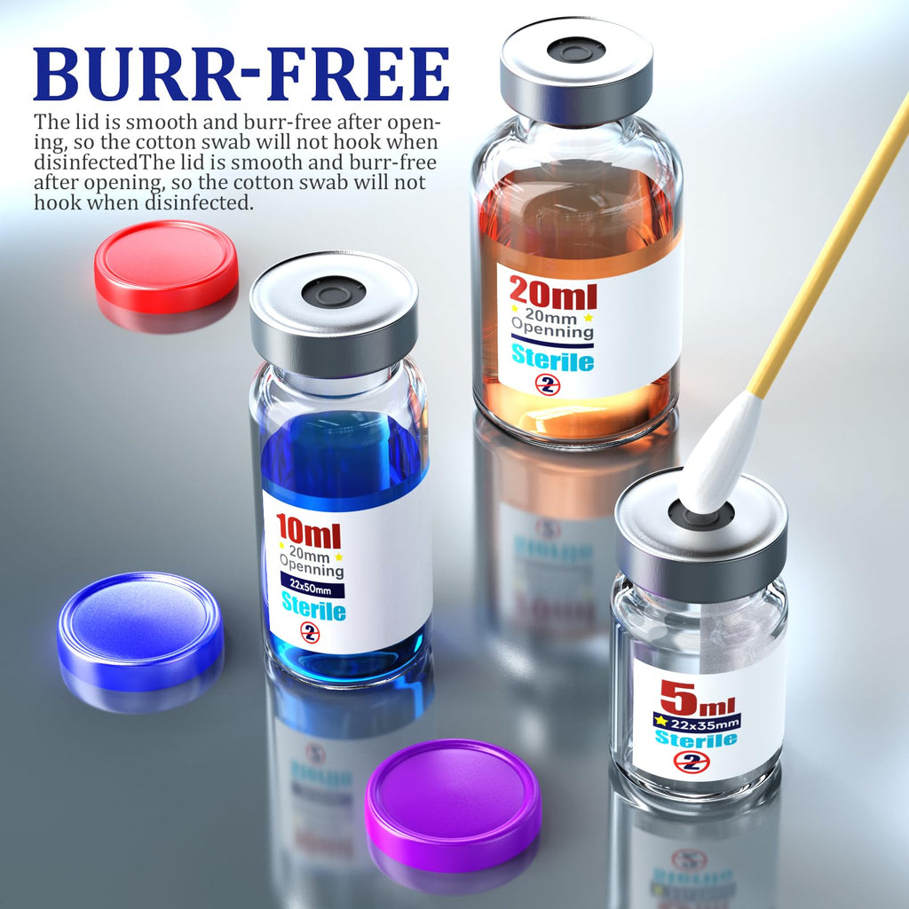 Ks-Tek Sterile Empty Vials with Self Healing Injection Port,with Flip Off Aluminum Cap,Sterile Package (5ml,10)