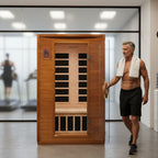 DYNAMIC SAUNAS Andora 2-Person Low EMF FAR Infrared Sauna with Red Light Therapy - Personal Indoor Dry Heat Wooden Sauna with Bluetooth Speakers for Home & Gym - Made from Canadian Hemlock Wood