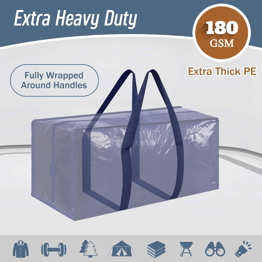 6 Pack Extra Heavy Duty Large Moving Bags with Strong Zipper, Dark Blue