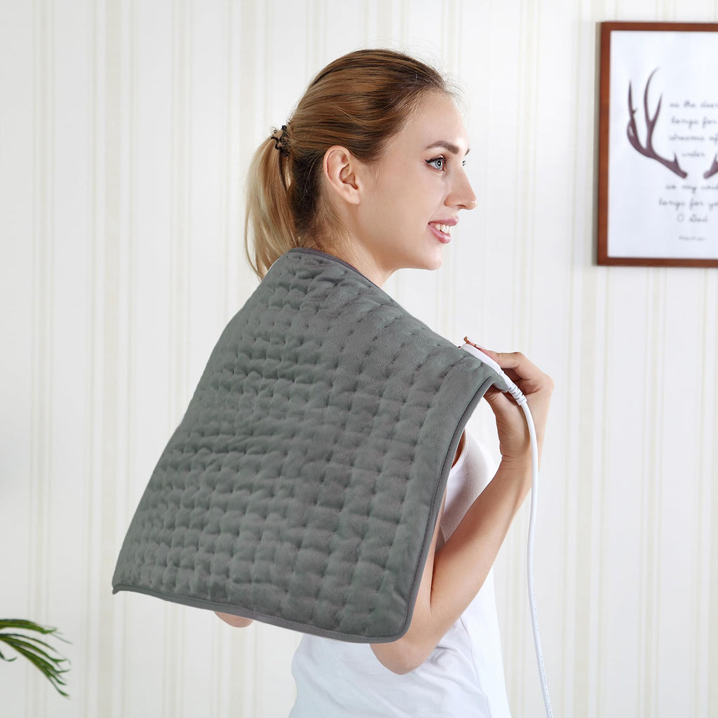 24"X20" Electric Heating pad with 6 Heat Settings, Auto Shut Off, Dark Gray Dry Electric Heating for Back Neck Knee Arms Legs Shoulder Heat Pads for Christmas Birthday Father's Day Mother's Day