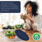 Replacement Lids for Pyrex Containers Round Glass Food Plastic - (2) 2-Cup Navy, (2) 4-Cup Purple, (2) 7-Cup Dark Red- BPA-Free, Dishwasher & Microwave Safe