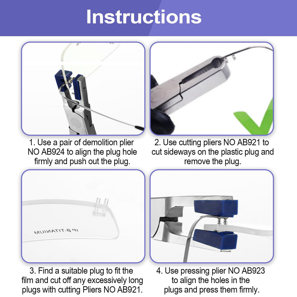 ZJchao Rimless Eye Glass Repairing Kit, Glasses Repair Kit, Eyeglass Repair Pliers, with Pressing Plier, Demolition Plier, Cutting Plier, Spare Jaw, Drilling Holder and so on