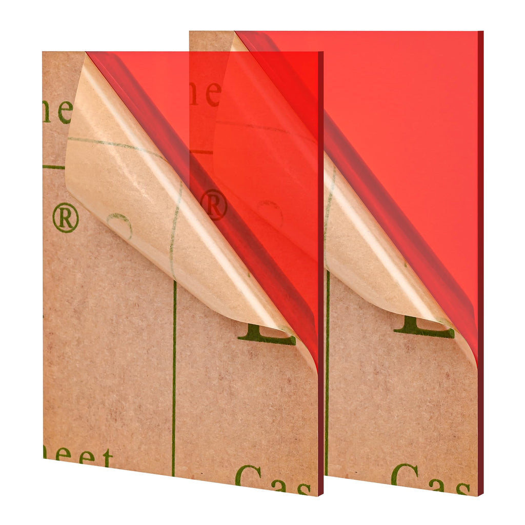 Lesnlok Red Acrylic Sheets 1/8 inch Thick 3mm 2 Pack 8 x 10 Clear Plexiglass Sheets,for Sign,Craft,Painting,Laser Cutting,DIY Display Projects… (8"x 10", Red, 2)