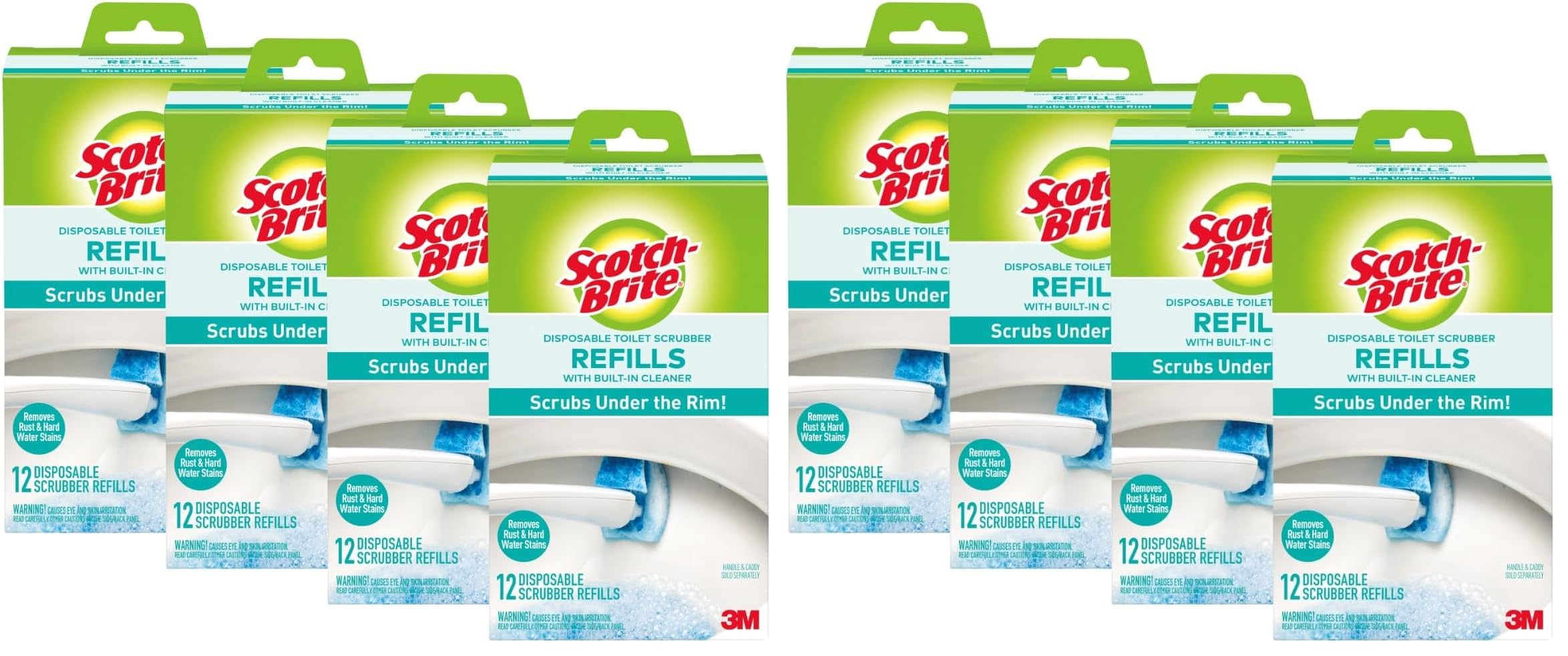 Scotch-Brite Disposable Toilet Scrubber Refills, Removes Rust & Hard Water Stains, 12 Count,(Pack of 8)