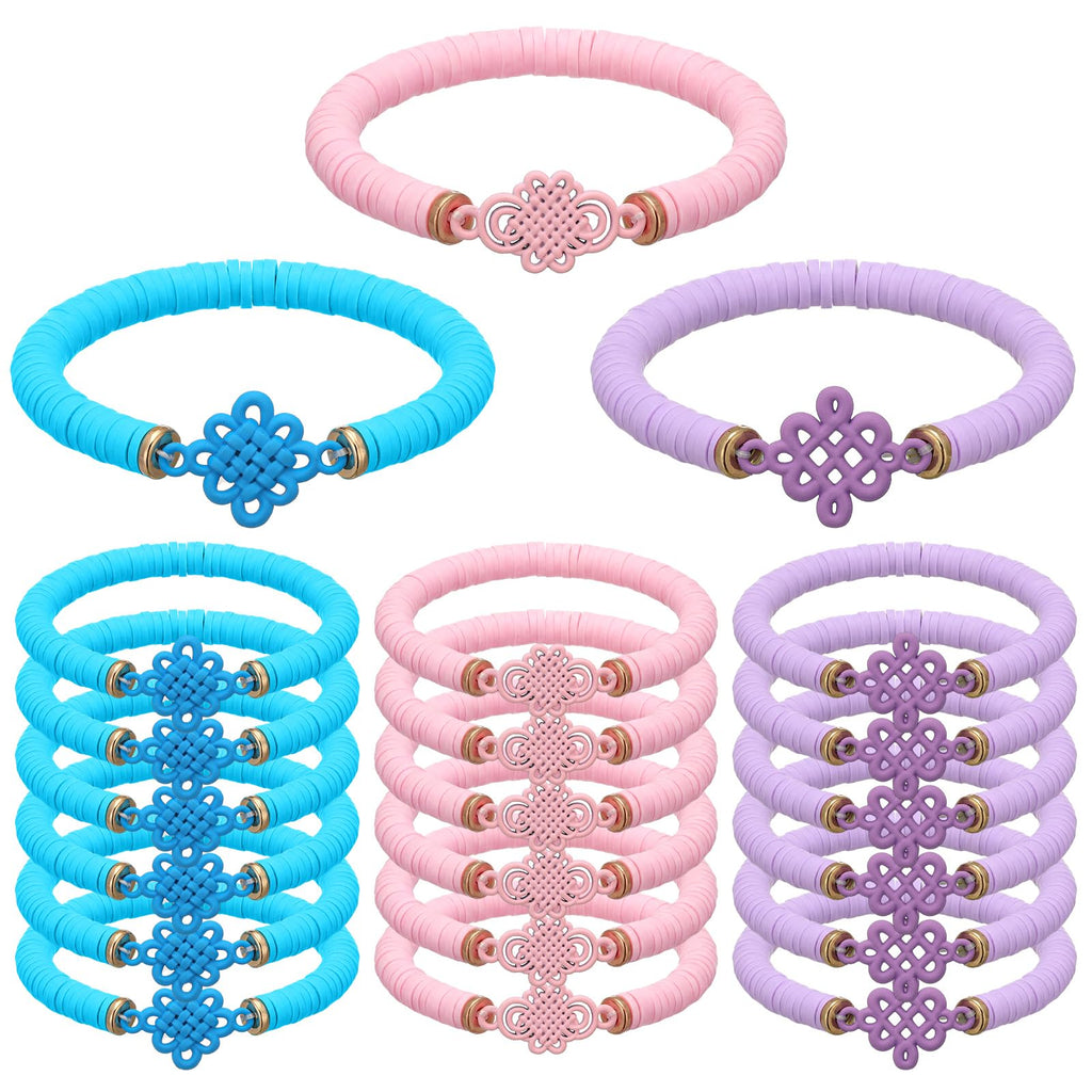 Tondiamo 24 Pcs Kpop Knot Bracelets Party Favors, Music Knot Polymer Clay Beaded Bracelets Bulk for Music Kpop Theme Birthday Disco Party Supplies Gifts Supplies
