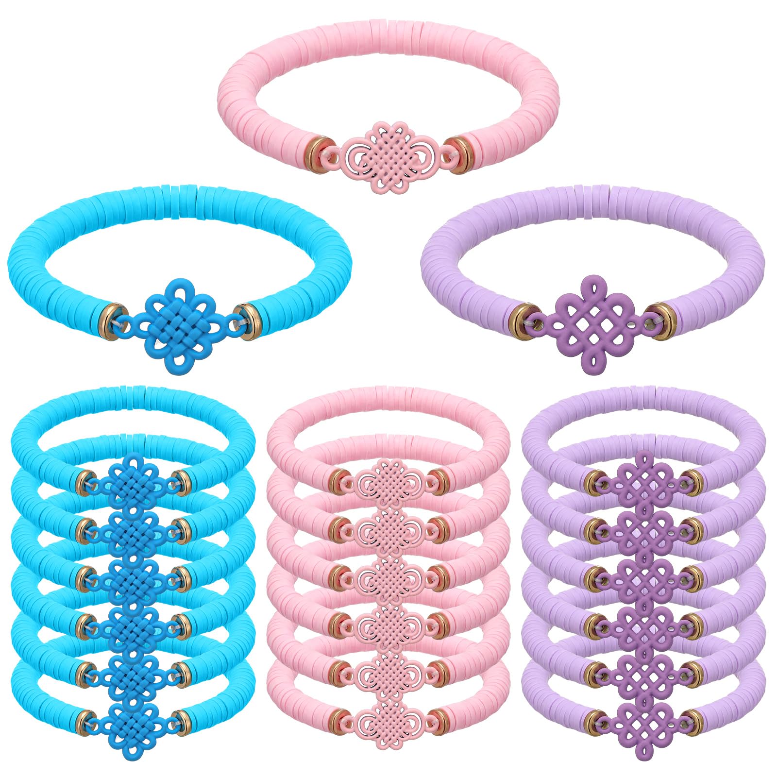 Tondiamo 24 Pcs Kpop Knot Bracelets Party Favors, Music Knot Polymer Clay Beaded Bracelets Bulk for Music Kpop Theme Birthday Disco Party Supplies Gifts Supplies