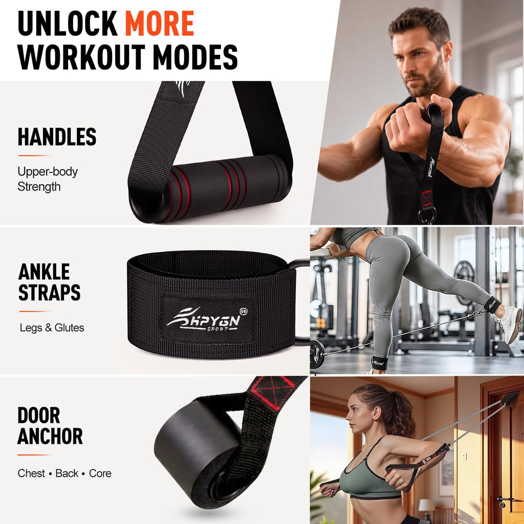 HPYGN Resistance Bands with Handles, 150 lb Exercise Bands for Home Workout