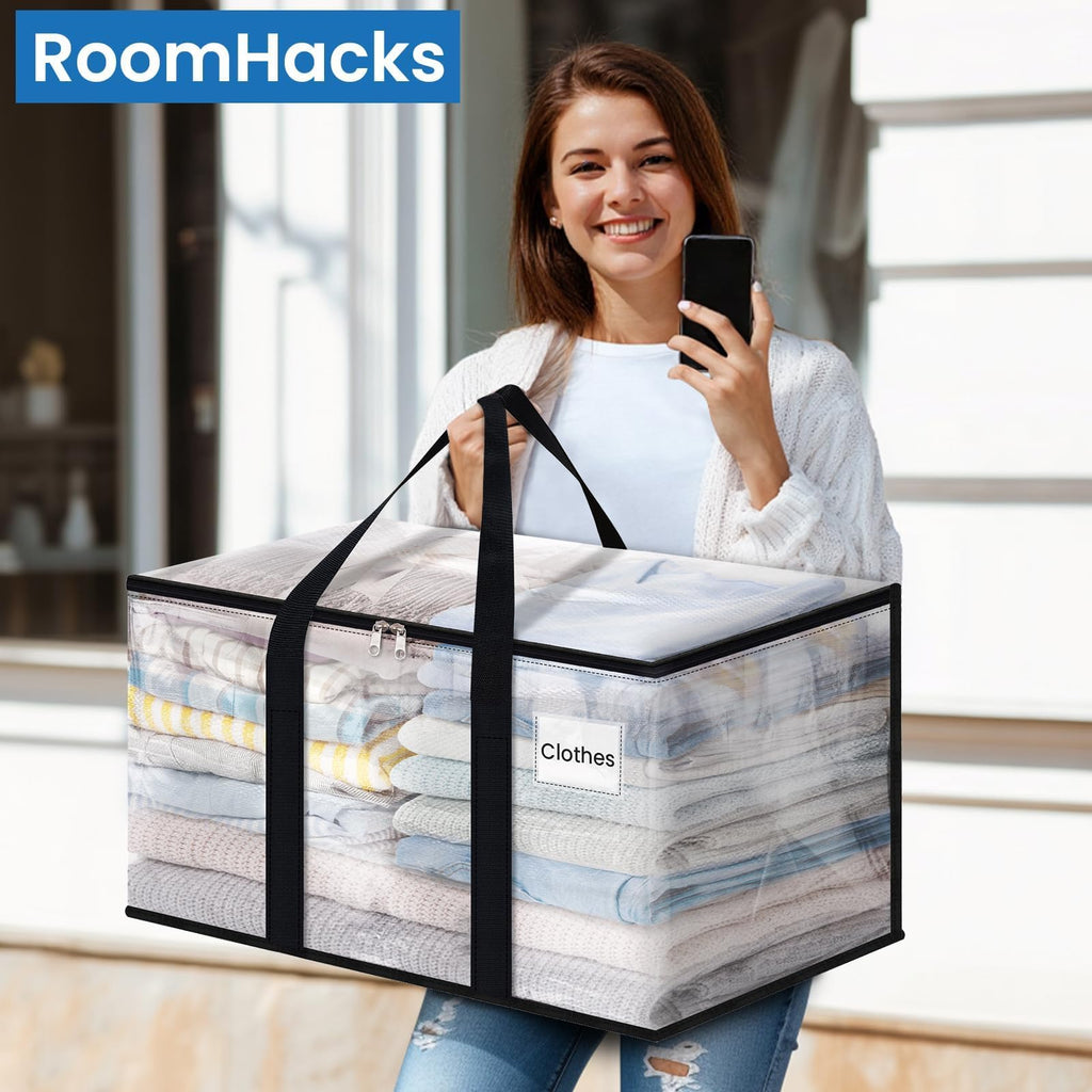 RoomHacks Moving Bags, Heavy Duty Large Storage Bags, 125L, 10 Pack, Clear