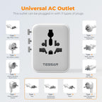 TESSAN Universal Travel Adapter 28W, International Power Adapter