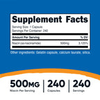 Nutricost Niacinamide (Vitamin B3) 500mg, 240 Capsules (3 Bottles)