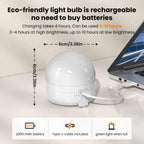 Rechargeable Light Bulb with Remote - E26 2Pack 5W 350LM Dimmable Detachable LED Bulb 3 Color Temperature Options & 3 Timer, 2000mAh Battery Operated Magnetic Bulbs, Bulbs for Non-Hardwired Fixture