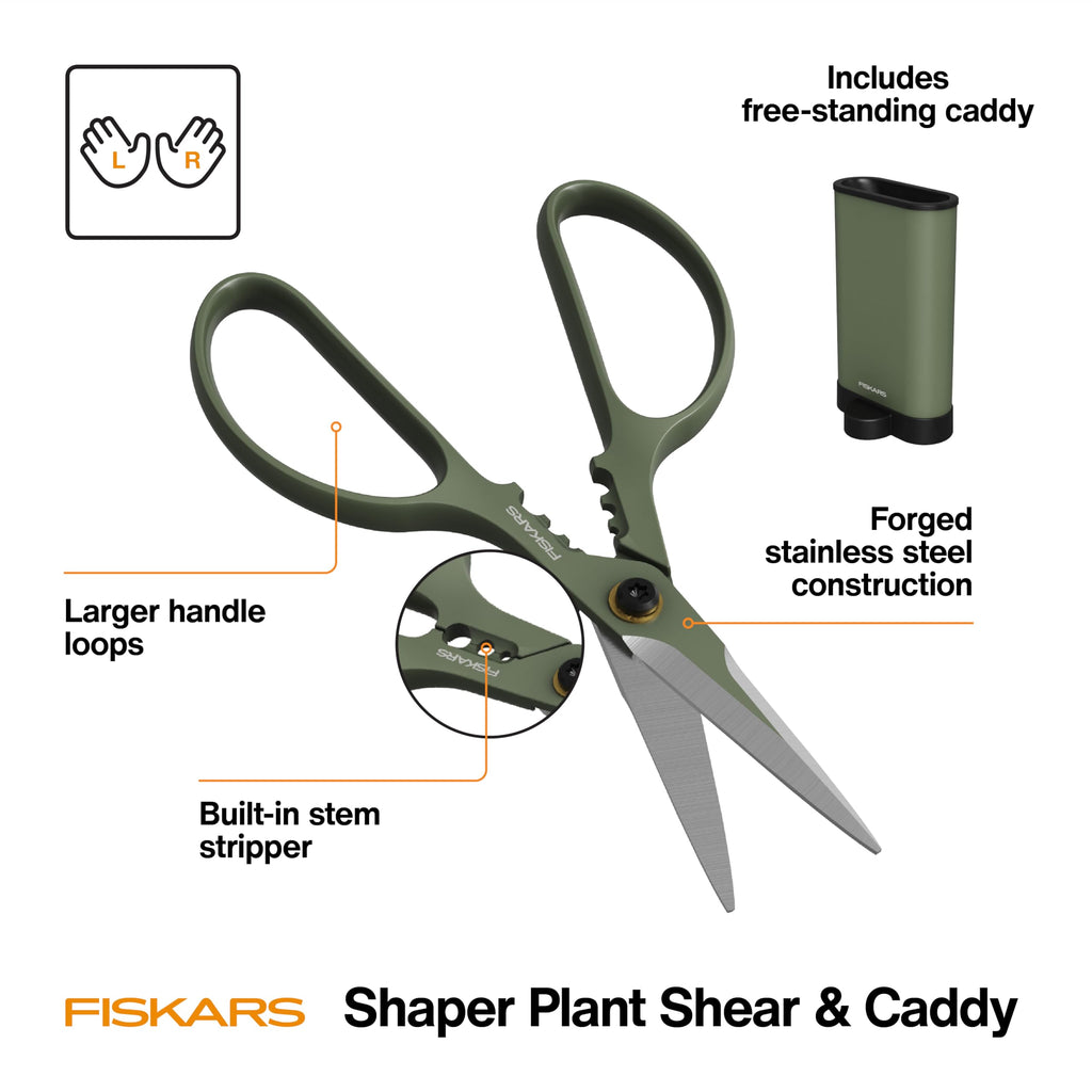 Fiskars 6" Plant Shaping Shears & Holder, Precision Indoor Gardening Snips