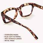 IBOANN Oversized Blue Light Glasses for Woman, Funky Fashion Glasses With Preppy Look, Reduce Screen Fatigue Computer Glasses