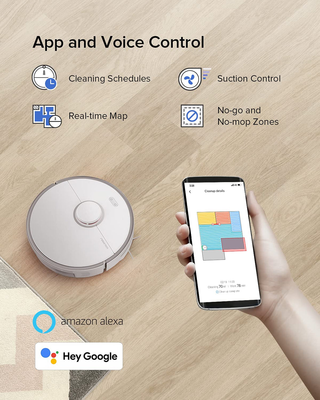 roborock S5 MAX Robot Vacuum and Mop, Self-Charging Robotic Vacuum Cleaner, Lidar Navigation, Selective Room Cleaning, No-mop Zones, 2000Pa Powerful Suction, 180min Runtime, Works with Alexa(White)
