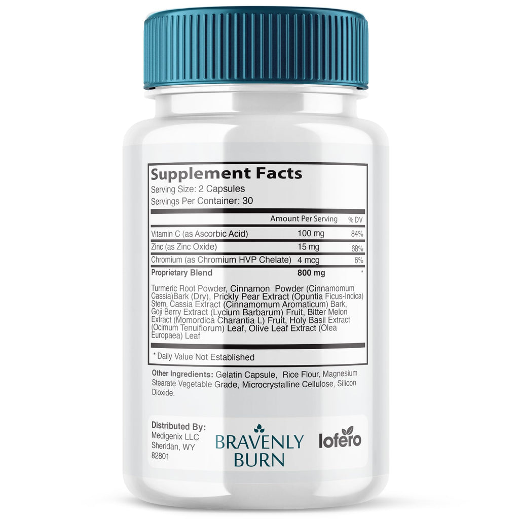 Bravenly Burn, BravenlyBurn Extreme Loss Support Digestive Gut Health Supplement, Advanced Wellness Formula Pills Capsulas, Premium Products Supports Blood Balance for Energy Pastillas (60 Capsules)