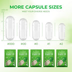 Angtai JN Vegan Capsules Size 00 Empty Plant Based Clear (1,000 Count) Gluten Free, Non-GMO, Halal Certified Pill Caps Filling Kit with 2 Spoons for Vegetarian DIY Your Own Supplements