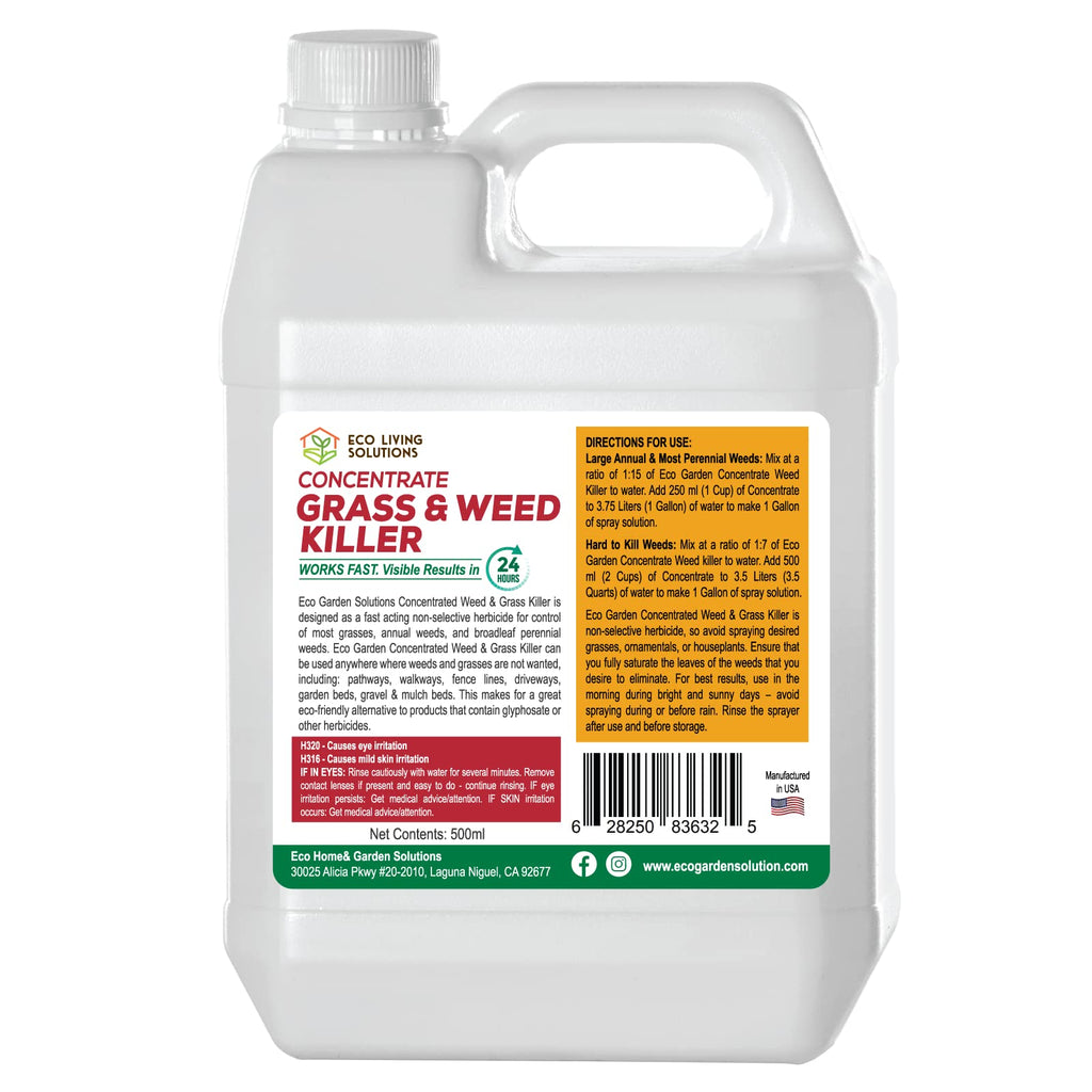 Eco Living Solutions Weed Killer Concentrate - Pet Safe, Organic Spray for Grass, Moss, Crabgrass & Dandelion | Glyphosate Free Herbicide (32 oz)