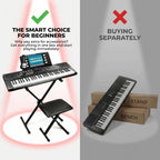 Rockjam RJ5061 RockJam 61 Key Keyboard Piano With Pitch Bend Kit, Keyboard Stand, Piano Bench, Headphones, Simply Piano App & Keynote Stickers, Black