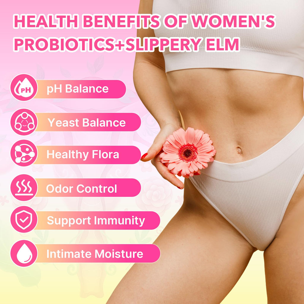 HUUAYAO Feminine Probiotics Gummies - Women's Probiotic Slippery Elm Gummies, Sugar-Free, Pineapple Flavor, 60 Count