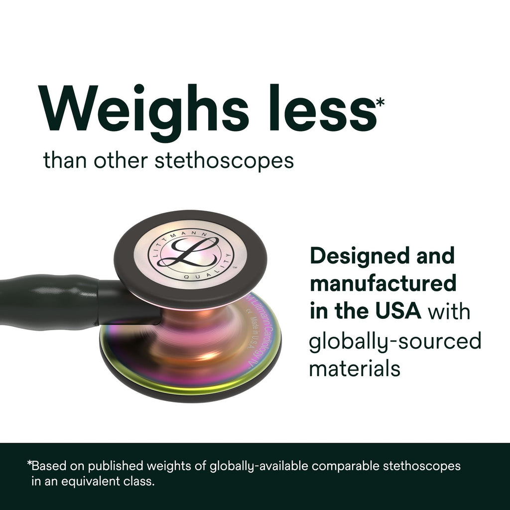 3M Littmann Cardiology IV Diagnostic Stethoscope, 6163, More Than 2X as Loud, Weighs Less, Stainless Steel Black-Finish Chestpiece, 27" Black Tube, Stem, and Headset