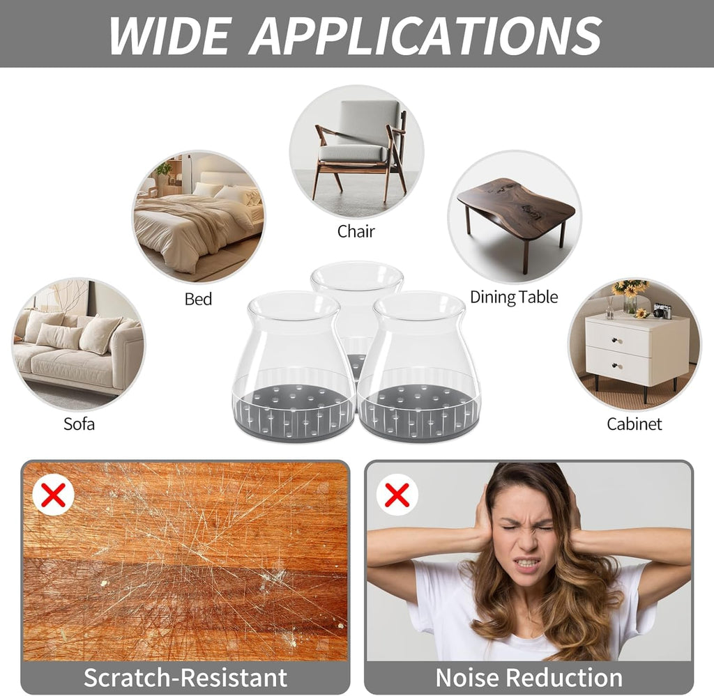 40 Pcs Silicone Chair Leg Floor Protectors & Furniture Sliders for Hardwood Floors - Felt Pads for Chair Legs Anti-Scratch Noise Reduction Furniture Pads Chair Feet Protectors Fit 0.51" to 0.89"