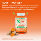 Qunol Zero Sugar Turmeric Gummies, Gummy with 500mg Turmeric Curcumin, Joint Support Supplement, Ultra High Absorption Tumeric Curcumin, Vegetarian, Gluten Free, 120 Count