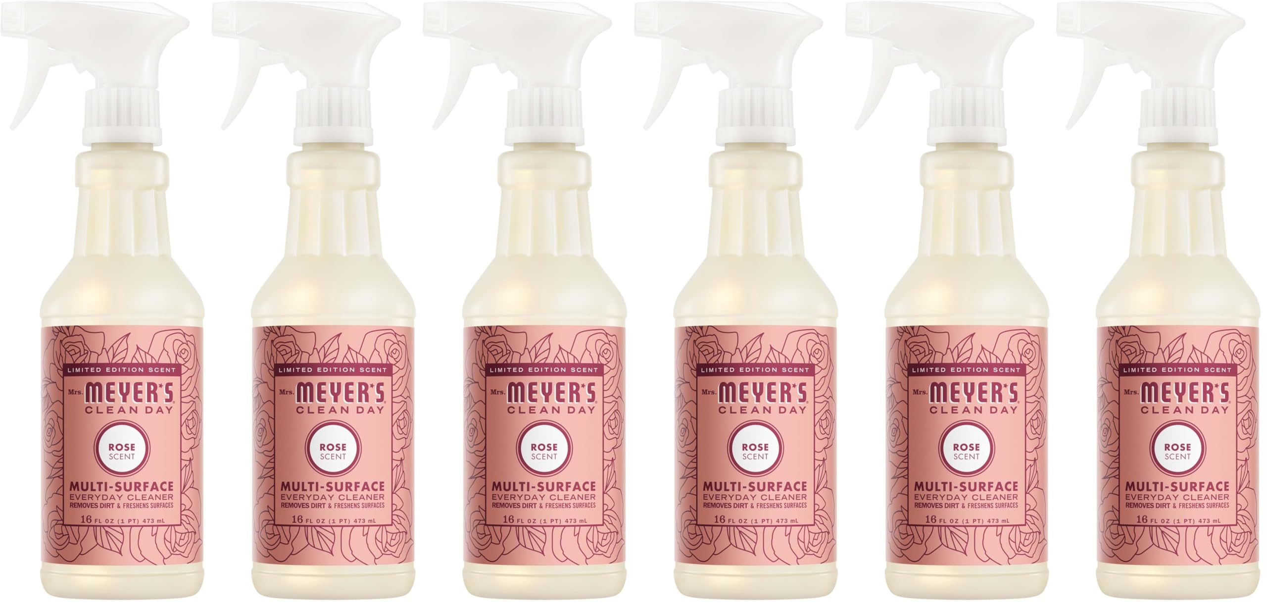 Mrs. MEYER'S CLEAN DAY All-Purpose Cleaner Spray, Limited Edition Rose, 16 fl. oz - Pack of 6