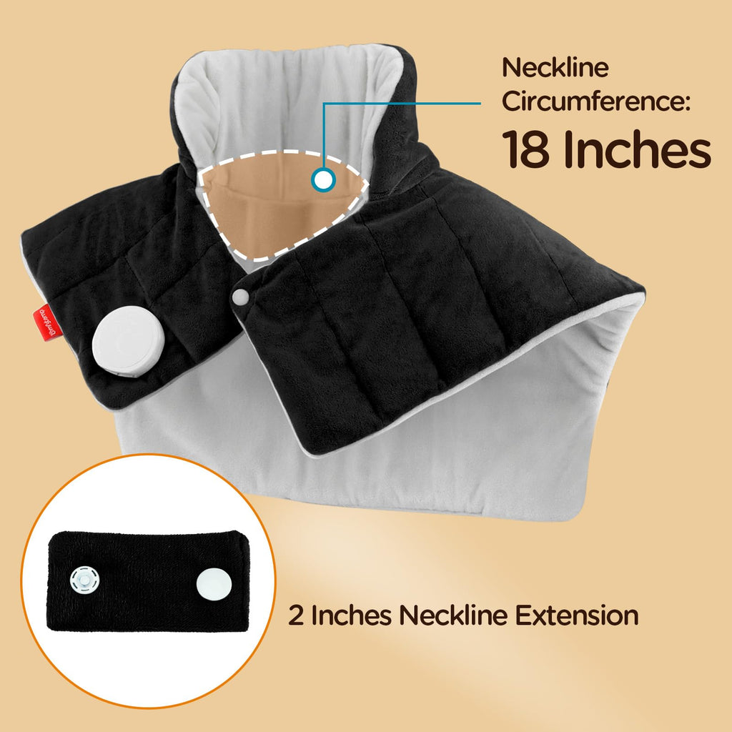 Comfytemp Heating Pad for Neck and Shoulders and Back, 2.6lb Weighted Electric Heating Pads, Large Heated Wrap, 9 Heat Settings & 11 Timer, Valentines Birthday Gifts for Women Men Mom Dad, Black