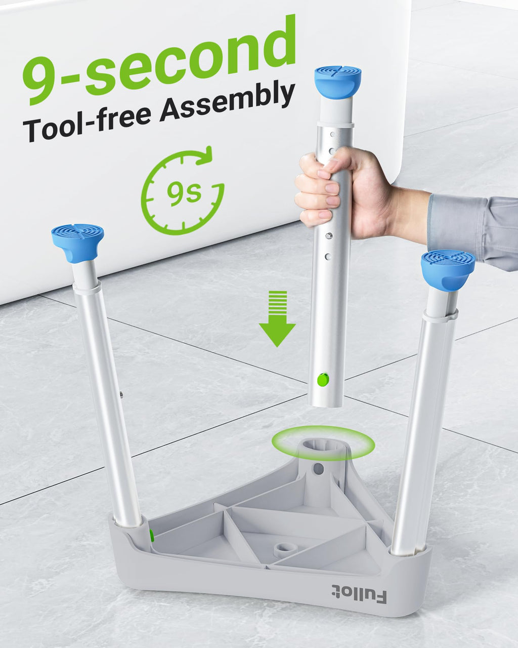 FULLOT Space-Saving Triangular Shower Chair for Elderly and Disabled, 400 lbs Adjustable Shower Stool Seat with Stable-Bracing, Non-Slip Bathtub Chair, Tool-Free Assembly