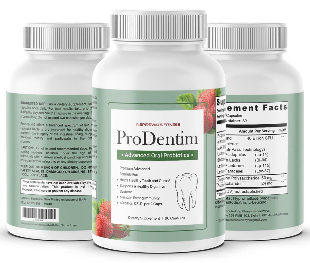 ProDentim Advanced Oral Health Probiotics– Advanced Formula for Healthy Gums, Teeth, Fresh Breath - Oral Probiotics for Bad Breath Support (3-Pack - 180 Capsules) (3-Bottles)