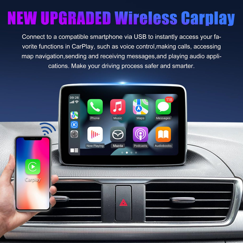 Mazda Type-C Wireless Carplay Retrofit Kit, TK78-66-9U0C OEM Media Hub to MZD Connect System, Compatible with Mazda 2/3/6/CX3/CX5/CX9/MX5 2015-2020 (Only Supporting Wireless Carplay, NO Android Auto)