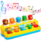 Interactive Pop up Animal Toys with Music & Light, Montessori Cause and Effect Toys for 1 Year Old Boy Girl Early Learning Musical Baby Toy 9-12-18 Months STEM Toddler Toy Age 1-2 Gift for Infant