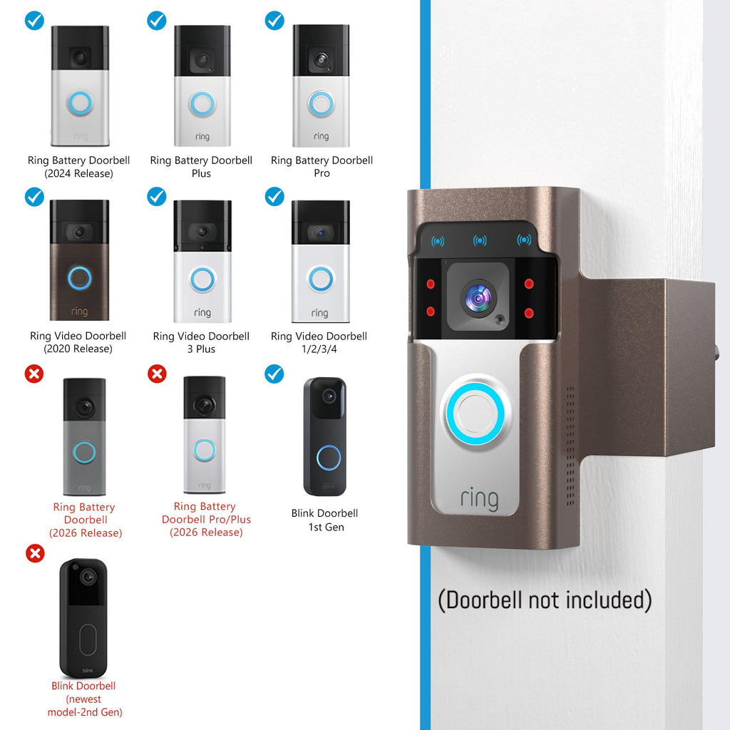 Anti Theft Ring Doorbell Mount: Metal Ring Apartment Door Mount Blink Doorbell Camera Holder No Drill - Renter Friendly Ring Doorbell Mount No Damage