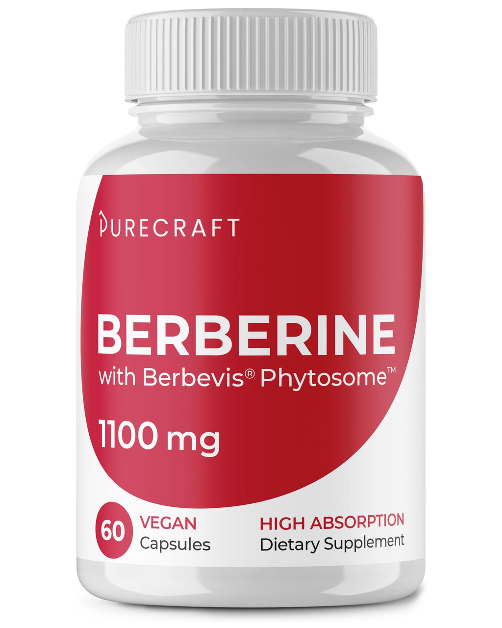 PURECRAFT Berberine Supplement 1000mg - Bioavailable Berberine Phytosome Supplement for Metabolism Support & Circulatory Wellness - 7X Absorption - Non-GMO, Gluten-Free – 60 Capsules