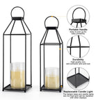 Lanterns Decorative Outdoor 2PCS Front Porch Decor Lantern with LED Candles