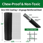 Amagabeli Black Hardware Cloth 1 x 1 inch 36inch x 50ft Heavy Duty PVC Vinyl Coated Wire Mesh Roll Weld Wire Fence Chicken Wire 12 Gauge Garden Fence Chicken Coop Fencing Gopher Rabbit Tree Guard