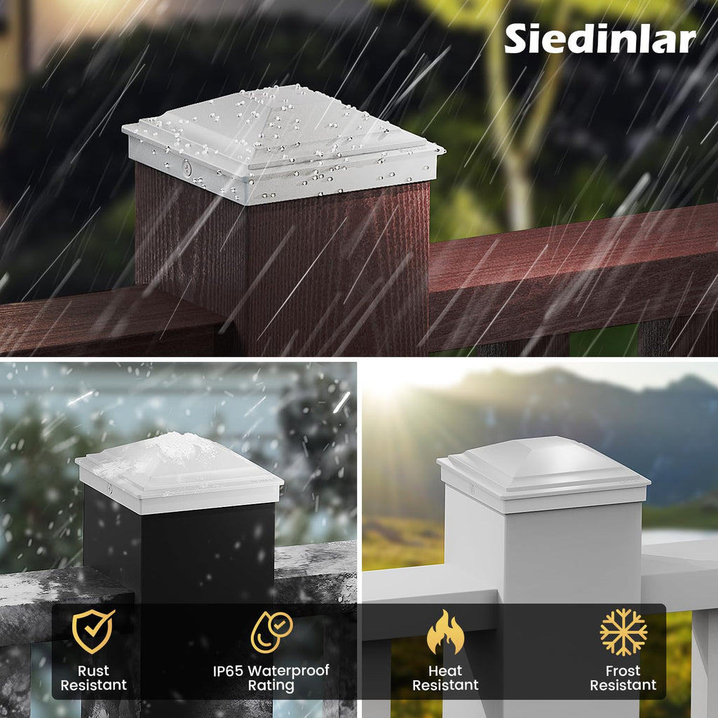 SIEDiNLAR 5x5 Post Caps White 36 Pack, Deck Post Covers Outdoor Waterproof, Fits 5x5 4.5x4.5 Vinyl/Wood Posts for Fence Deck Mailbox Patio Decor