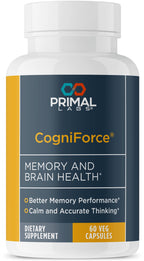 Primal Health CogniForce - Memory & Brain Health - Acetyl L-Carnitine Formula - Better Cognitive Performance - Clarity + Focus + Better Recall + Calm Thinking - Dietary Supplement - 60 Capsules