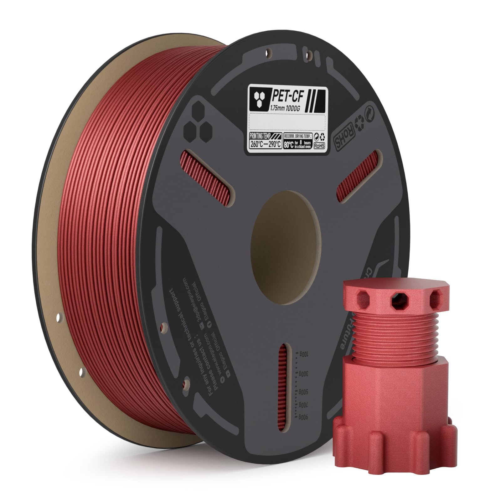 ELEGOO PETG-CF 3D Printer Filament 1.75mm Red 1KG