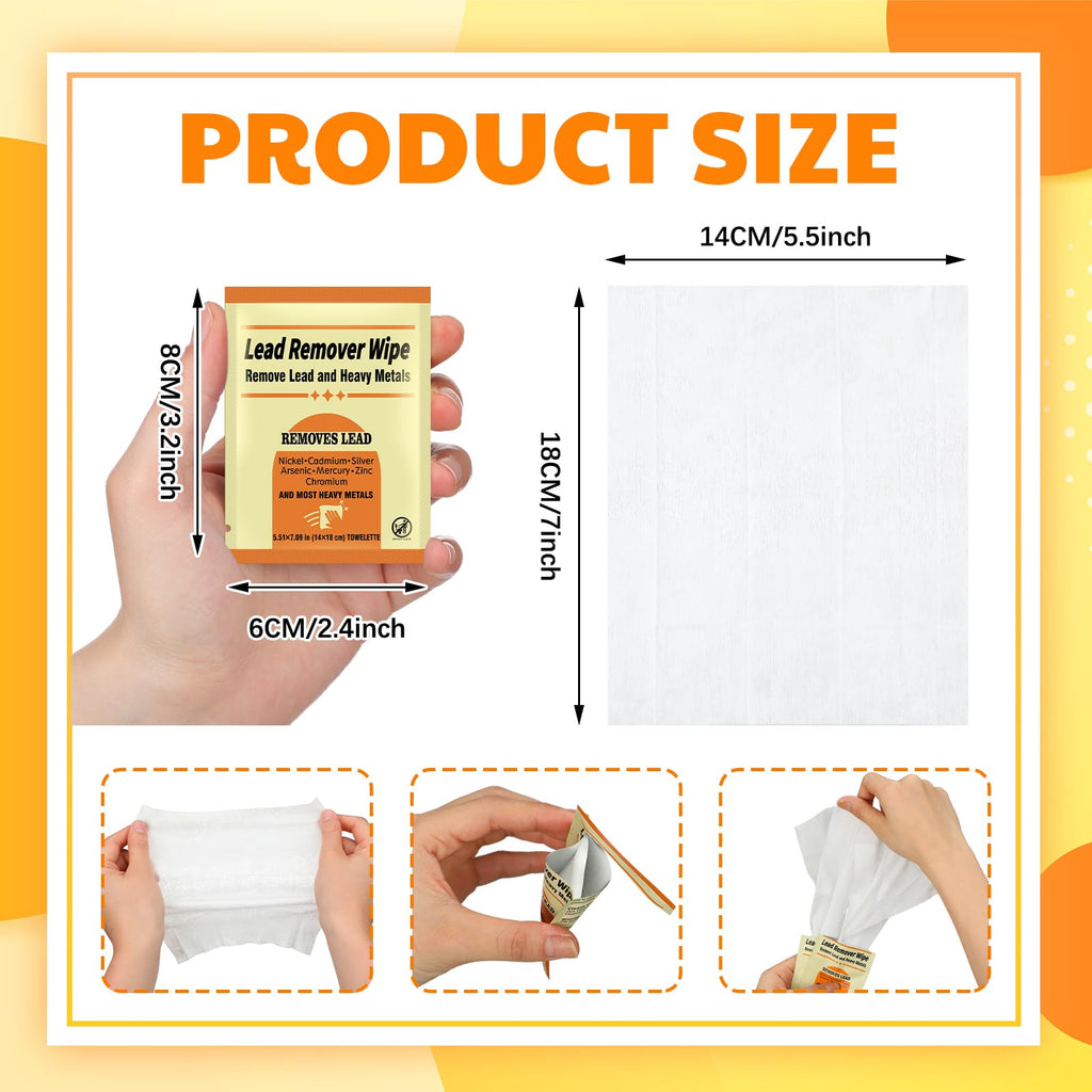 Heigble 200 Pack Lead Remover Wipes for Shooting Hand&Surface Cleaning Wipes Effectively Removes Lead, Dust, Oil&Grime Individually Wrapped Wipe for Shooting Ranges, Hunting, Industrial Use (Orange)