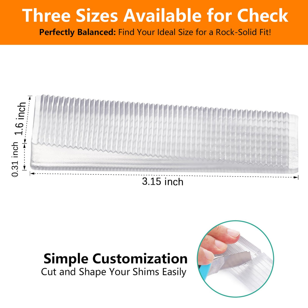 Flexible Plastic Shims 24pcs Kit Size Variety | Clear Leveling Kit for Home Improvement | Furniture Leg Stabilizers | Table & Toilet Shims - Trim-to-Fit Wedges | Stackable Design | Furniture Levelers