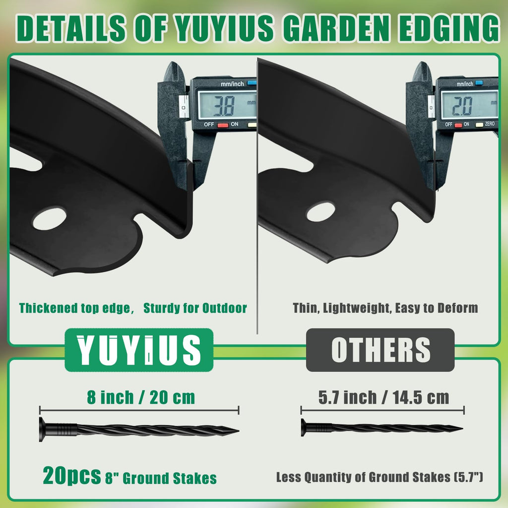 YUYIUS Landscape Edging Border, No Dig Garden Lawn Edging Border 2Inch Tall