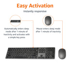 Amazon Basics Ultra Premium Wireless Keyboard and Mouse Combo, Rechargeable, Full-Size with Number Pad, Sleek Design, Plug and Play, Quiet Typing, 2.4GHz USB Receiver, Black