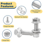 Vifmy 1/4-20 Bolt x (Length 3/4", 1", 1-1/4") 304 Stainless Steel Flange Head Bolts Assortment Kit (248 Pack) with 1/4 20 Bolt, Serrated Flange Nuts, Washers, Full Thread