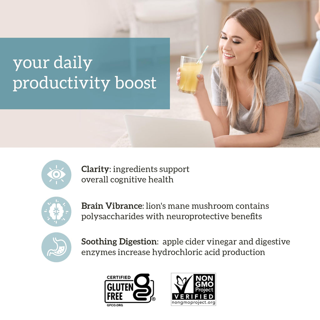 Organifi Pure - Promotes Stimulation in Learning, Memory, Focus, and Clarity - Brain Support with Superfoods - Gluten-Free and Non GMO - Best Served Cold, 30 Servings