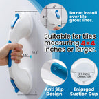TAILI Shower Grab Bar, Suction Cup Grab Bars for Elderly, Grab Bars for Bathtubs and Showers, Shower Grab Bars for Seniors, Strong hold Suction Shower Grab Bar, No Drilling Removable Handicap Grab Bar