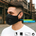 BASE CAMP M Plus Dust Mask, Breathable Reusable Face Mask with 6 Activated Carbon Filters for Woodworking Construction Mowing Grinding (Modern1)